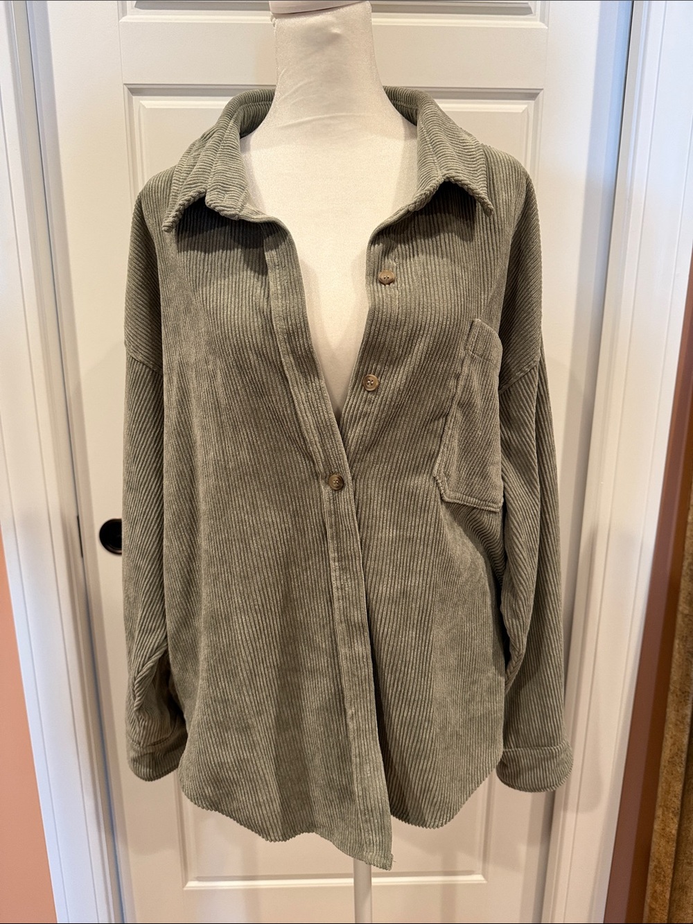 Wishlist Apparel Oversized Corduroy Button-Up Shirt Jacket